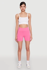 Womens High Waist Yoga Shorts, Pink, Size M