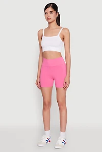 Womens High Waist Yoga Shorts, Pink, Size M