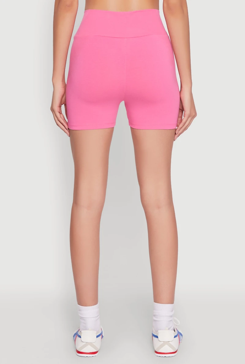 Womens High Waist Yoga Shorts, Pink, Size M