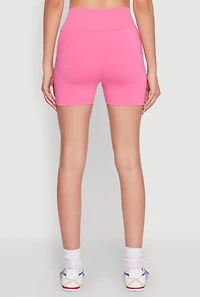 Womens High Waist Yoga Shorts, Pink, Size M