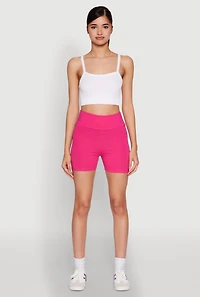 Womens High Waist Yoga Shorts, Pink, Size L