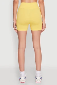 Womens High Waist Yoga Shorts, Yellow, Size S