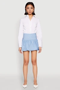 Womens Poplin Bubble Mini Skirt, Blue, Size XL