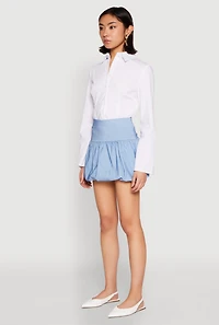 Womens Poplin Bubble Mini Skirt, Blue, Size XL