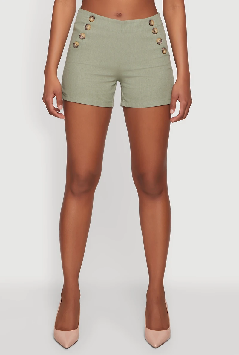 Button Detail Zip Back Shorts