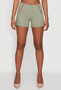 Button Detail Zip Back Shorts