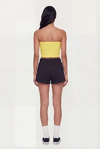 French Terry Drawstring High Waisted Shorts