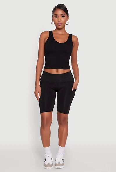Womens Stylish Bike Shorts with Tummy Tucker and Side Pockets,