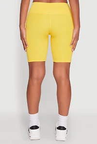 Womens Stylish Bike Shorts with Tummy Tucker and Side Pockets, Yellow, Size S