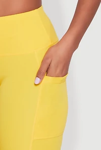 Womens Stylish Bike Shorts with Tummy Tucker and Side Pockets, Yellow, Size S