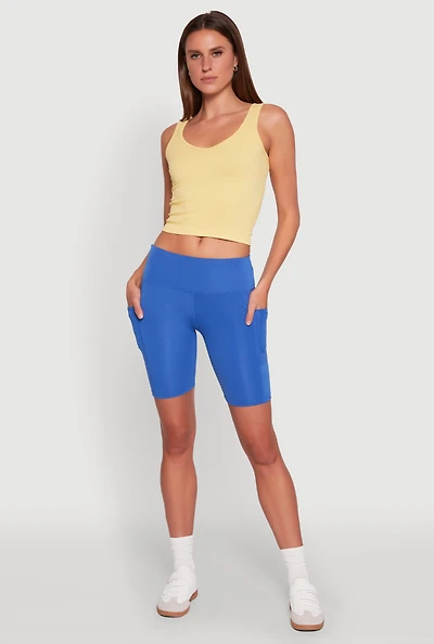 Womens Stylish Bike Shorts with Tummy Tucker and Side Pockets,