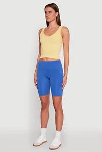 Womens Stylish Bike Shorts with Tummy Tucker and Side Pockets, M