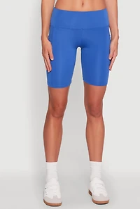 Womens Stylish Bike Shorts with Tummy Tucker and Side Pockets, Blue, Size L