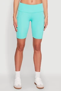Womens Cellphone Pocket Biker Shorts, Green,