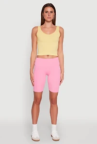 Womens Cellphone Pocket Biker Shorts, Pink, Size L