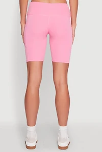 Womens Cellphone Pocket Biker Shorts, Pink, Size L