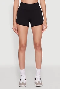 Womens High Waisted Dolphin Shorts for Activewear, Black, Size XL