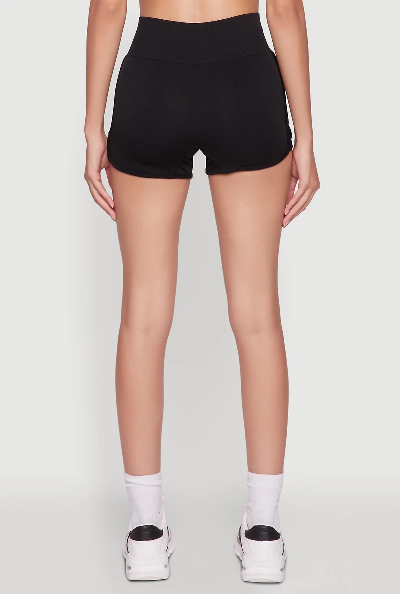 Womens High Waisted Dolphin Shorts for Activewear, Black, Size XL