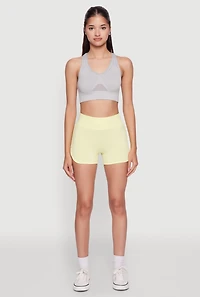 Womens High Waisted Dolphin Shorts for Activewear, Yellow, Size M