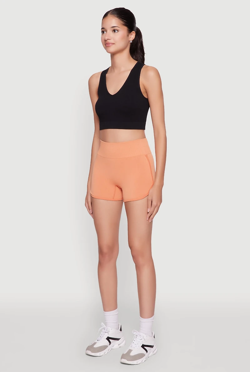 Womens High Waisted Dolphin Shorts for Activewear, Orange,