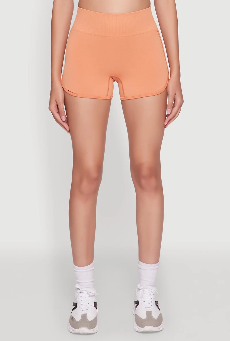 Womens High Waisted Dolphin Shorts for Activewear, Orange,