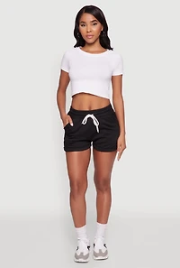 Womens Chic Drawstring High Waisted Sweatshorts with Fixed Cuffs,