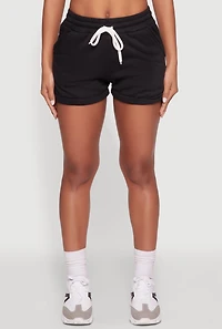 Womens Chic Drawstring High Waisted Sweatshorts with Fixed Cuffs,