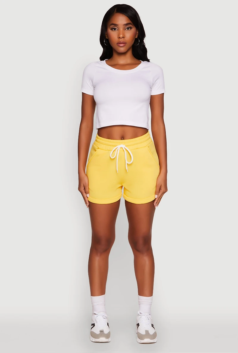 Chic Drawstring High Waisted Sweatshorts with Fixed Cuffs