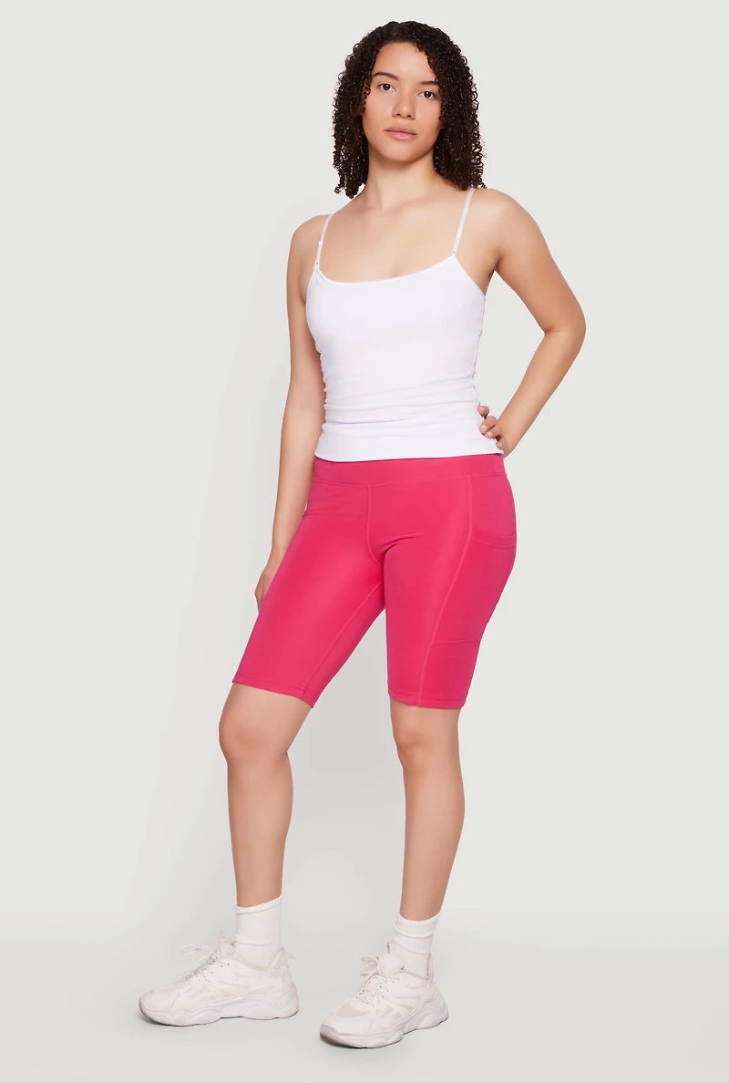 High Waist Side Pocket Bike Shorts