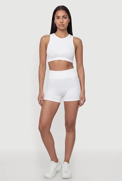 Seamless Rib Knit High Waisted Bike Shorts