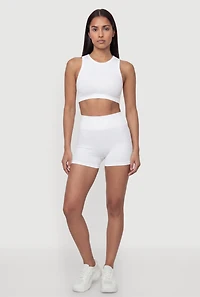 Seamless Rib Knit High Waisted Bike Shorts