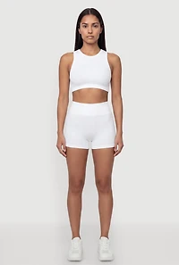 Seamless Rib Knit High Waisted Bike Shorts