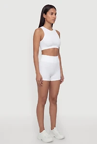 Seamless Rib Knit High Waisted Bike Shorts