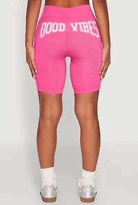 Womens Good Vibes Biker Shorts, Pink,