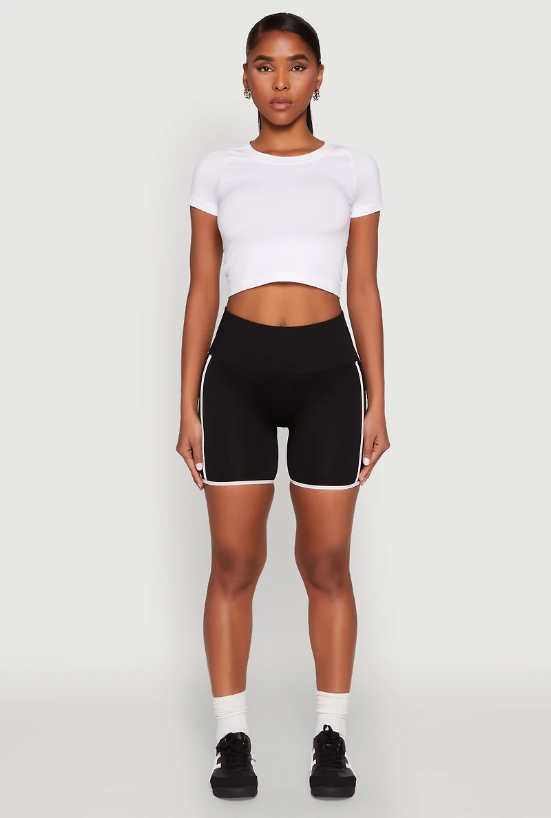 Contrast Trim Biker Shorts