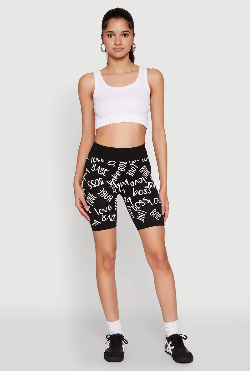 Womens Boss Babe Love Biker Shorts, Black, Size S-M
