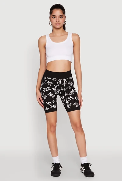 Womens Boss Babe Love Biker Shorts, Black, Size S-M