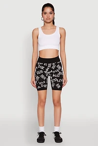 Womens Boss Babe Love Biker Shorts, Black, Size L-XL