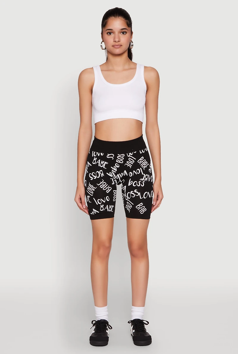 Womens Boss Babe Love Biker Shorts, Black, Size S-M