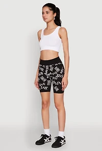 Womens Boss Babe Love Biker Shorts, Black, Size S-M
