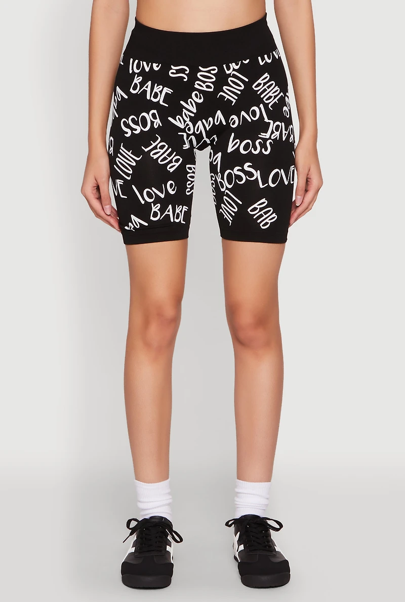 Womens Boss Babe Love Biker Shorts, Black, Size S-M