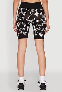 Womens Boss Babe Love Biker Shorts, Black, Size S-M