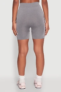 Womens Side Slashed Biker Shorts, Grey, Size L-XL