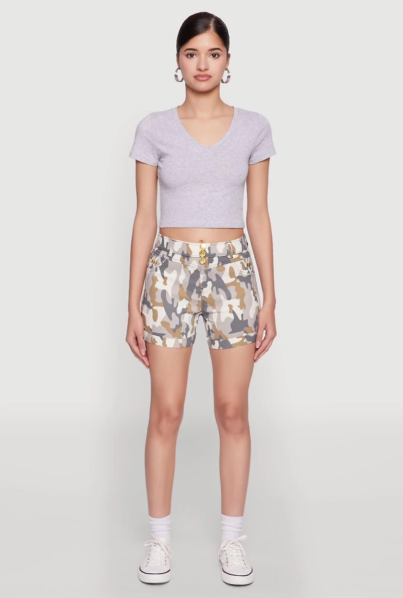 Hyper Stretch Patterned Pull On Shorts