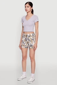 Womens Hyper Stretch Patterned Pull On Shorts, Multi,