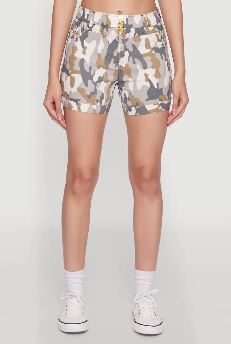 Womens Hyper Stretch Patterned Pull On Shorts, Multi,