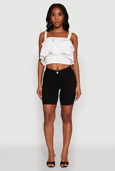 Womens Hyper Stretch Pull On Bermuda Shorts, Black, Size S