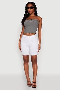 Womens Hyper Stretch Pull On Bermuda Shorts, White, Size M