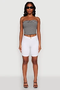 Womens Hyper Stretch Pull On Bermuda Shorts, White, Size S