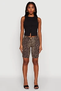 Womens Hyper Stretch Pull On Bermuda Shorts, Brown, Size S